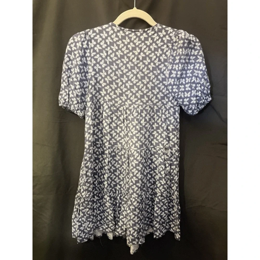 ZARA Girls 11–12 Short Sleeve Floral‎ Dress • Blue Cottagecore Summer Cute